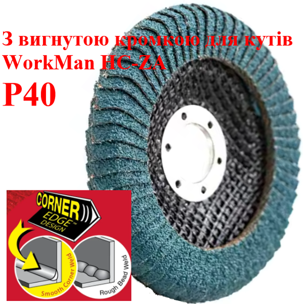 Диск пелюстковий напівкруглий WorkMan HC-ZA P40 для радіусного шліфування