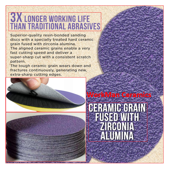Круг на липучке WorkMan Ceramic 125мм P60 для грубой шлифовки
