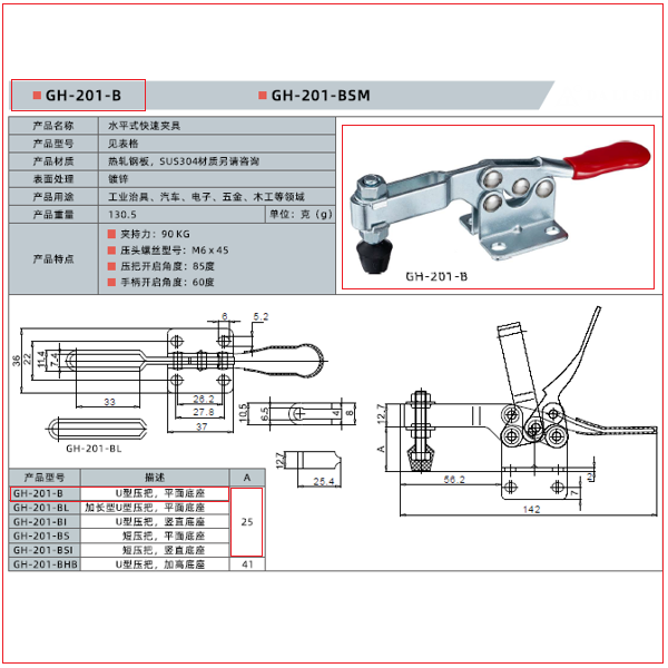 Горизонтальный столярный зажим WorkMan GH-201-B 90кг