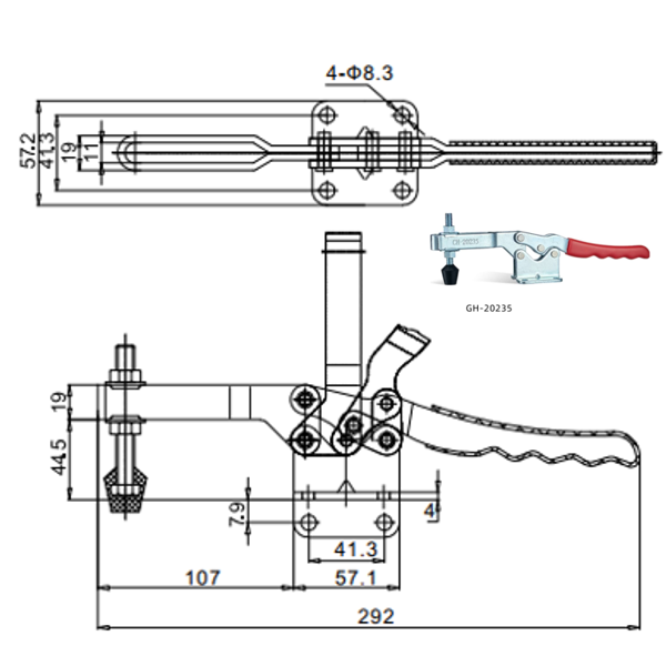 Горизонтальний столярний затискач WorkMan GH-20235 340 кг
